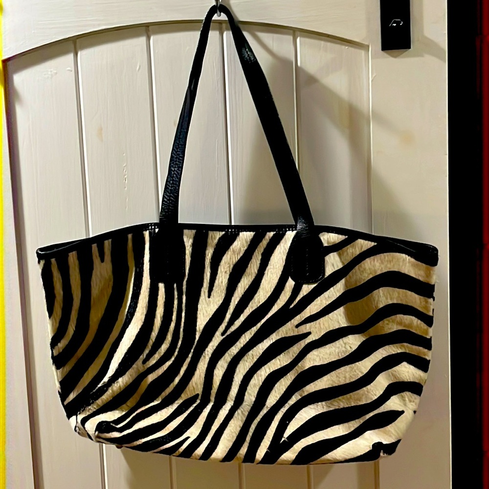 Maurizio Taiuti Black and White Zebra Print Satchel